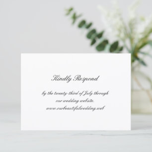 Klassische schwarz-weiße zeitlose Hochzeit RSVP Karte