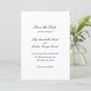 Klassische schwarz-weiße zeitlose Hochzeit Save The Date