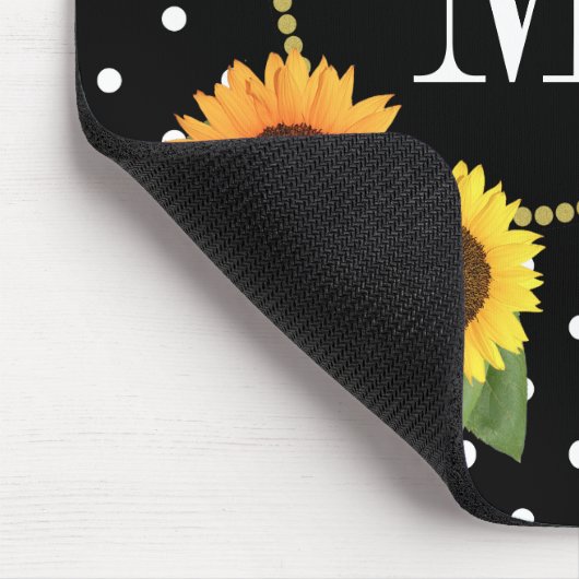 Klassische Schwarze Antike florale Polka Dots Mono Mousepad (Ecke)