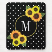 Klassische Schwarze Antike florale Polka Dots Mono Mousepad (Vorne)