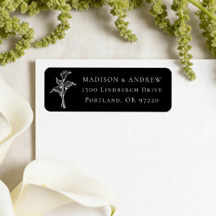 Klassische schwarze Calla-Lilien-Hochzeit-Rücksend