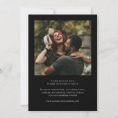 Klassische schwarze einfache Fotohochzeit Save The Date (Rückseite)