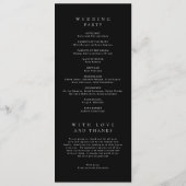 Klassische schwarze einfache Hochzeit Programm (Rückseite)