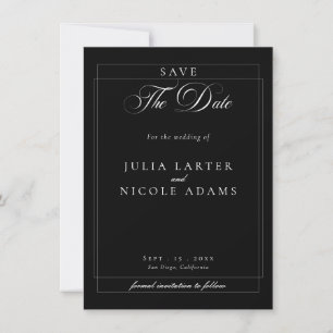 Klassische schwarze Elfenbein-Kalligrafie-Foto-Hoc Save The Date