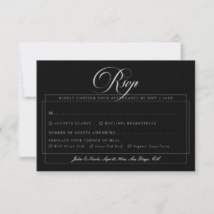 Klassische schwarze Elfenbein-Kalligrafie Mittages RSVP Karte