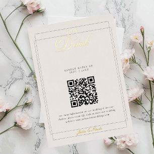 Klassische schwarze Elfenbein-Kalligrafie-QR-Code- Folieneinladung