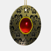 KLASSISCHE SCHWARZE GRAUE ROTE DAMASK UND RUBY GEM KERAMIK ORNAMENT (Rechts)