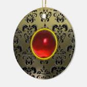 KLASSISCHE SCHWARZE GRAUE ROTE DAMASK UND RUBY GEM KERAMIK ORNAMENT (Links)