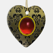 KLASSISCHE SCHWARZE GRAUE ROTE DAMASK UND RUBY GEM KERAMIKORNAMENT (Rechts)