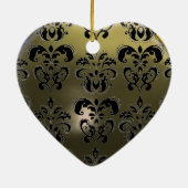 KLASSISCHE SCHWARZE GRAUE ROTE DAMASK UND RUBY GEM KERAMIKORNAMENT (Hinten)