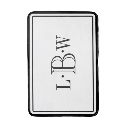 Klassische schwarze Grenze Mit Monogramm Badematte (Vorderseite Vertikal)