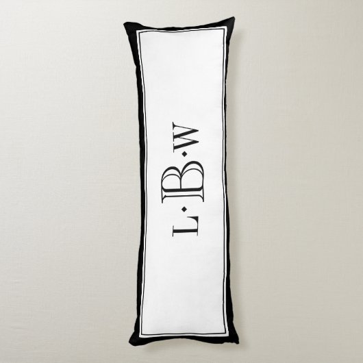 Klassische schwarze Grenze mit Monogramm Seitenschläferkissen (Rückseite (Vertikal))