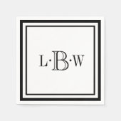 Klassische schwarze Grenze Mit Monogramm Serviette (Vorderseite)