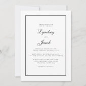 Klassische Schwarze Grenze und weiße Hochzeit Einladung (Vorderseite)