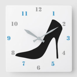KLASSISCHE SCHWARZE HEELS MIT ZAHLEN QUADRATISCHE WANDUHR