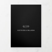 Klassische Schwarze Hochzeit Dreifach Gefaltete Einladung (Cover)