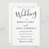 Klassische Schwarze Hochzeit Einladung (Vorne/Hinten)