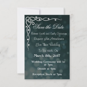 Klassische schwarze Hochzeitseinladung 'Termin vor Einladung
