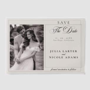 Klassische schwarze Kalligrafie-Foto-Save-the-Date Pergament Einladungen