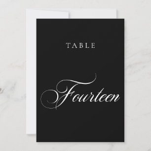 Klassische schwarze Kalligrafie-Hochzeitstisch-Num Einladung