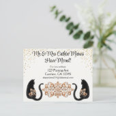 Klassische schwarze Katze, wir haben uns bewegt, n Postkarte (Stehend Vorderseite)