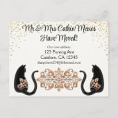 Klassische schwarze Katze, wir haben uns bewegt, n Postkarte (Vorderseite)