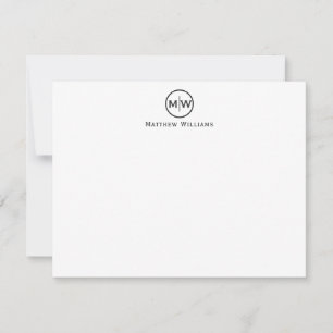 Klassische Schwarze Moderne Circle Zwei Monogramm Mitteilungskarte
