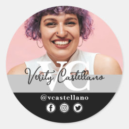 Klassische schwarze, moderne Skriptnamen und benut Runder Aufkleber