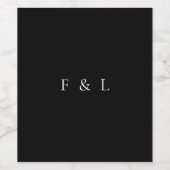 Klassische schwarze Monogramm-Hochzeit Weinetikett (Einzelnes Label)