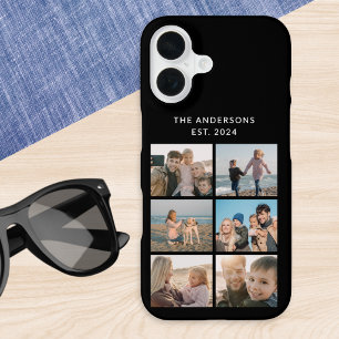 Klassische schwarze personalisierte Fotocollage iPhone 16 Hülle