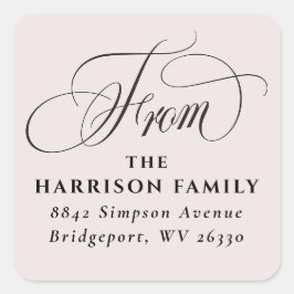 Klassische Schwarze Rücksendeadresse mit elegantem Quadratischer Aufkleber