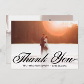 Klassische Schwarze Schrift Typografie Hochzeit Dankeskarte (Vorne/Hinten)