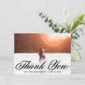 Klassische Schwarze Schrift Typografie Hochzeit Dankeskarte (Stehend Vorderseite)