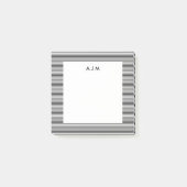 Klassische schwarze Streifen mit Monogramm Post-it Klebezettel (Vorderseite)
