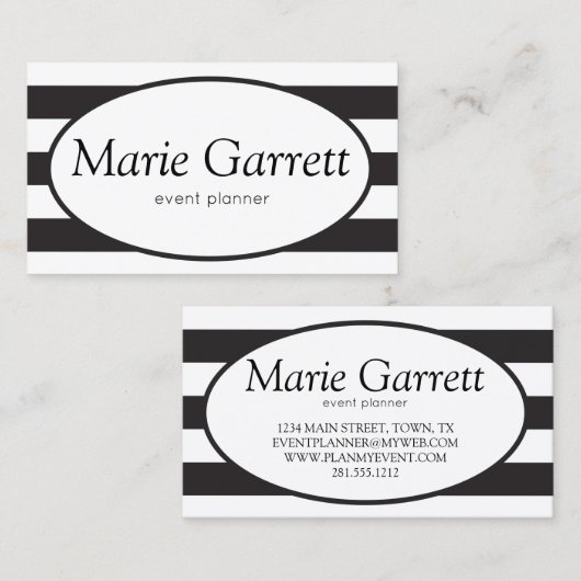 Klassische schwarze Streifen Visitenkarte (Vorne/Hinten)