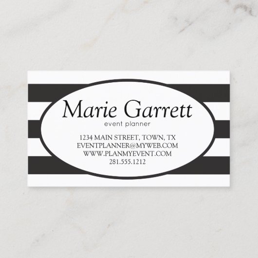 Klassische schwarze Streifen Visitenkarte (Rückseite)