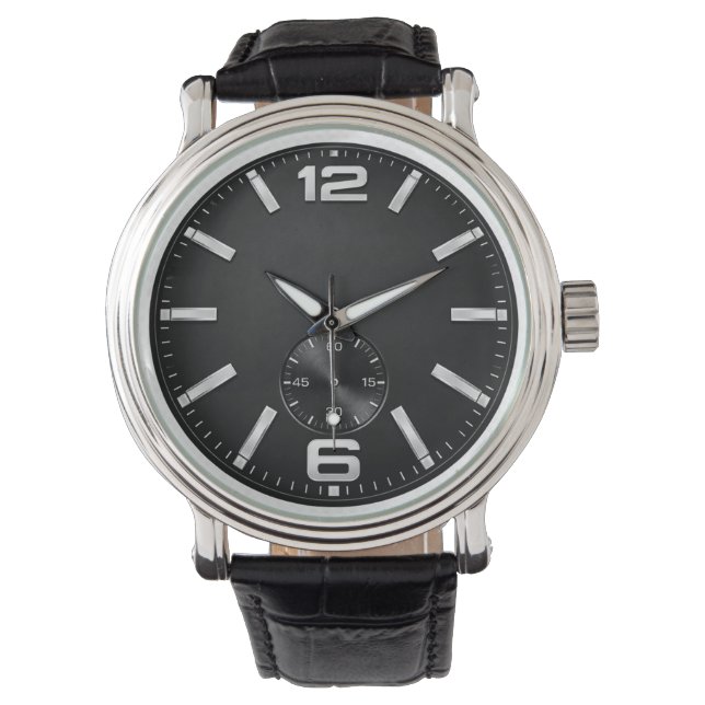 Klassische schwarze Uhr mit silbernem Rahmen (Vorderseite)