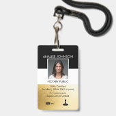 Klassische schwarze und goldene Notar-ID Ausweis (Vorderseite mit Lanyard)