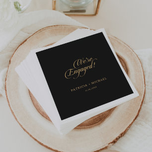 Klassische schwarze und goldene Verlobungsparty Serviette