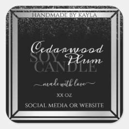 Klassische schwarze und silberne Produktverpackung Quadratischer Aufkleber