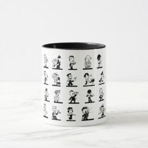 Klassische schwarze und weiße Cartoon-Comics-Funni Tasse