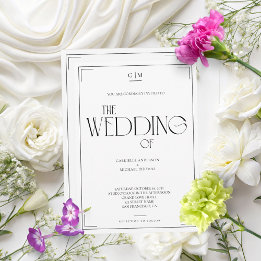 Klassische schwarze und weiße Serif-Hochzeitseinla Einladung