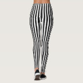 Klassische schwarze und weiße vertikale Streifen Leggings (Rückseite)