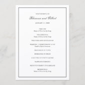 Klassische schwarze und weiße zeitlose Hochzeit Programm (Vorderseite)
