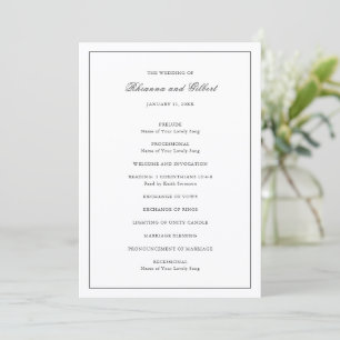 Klassische schwarze und weiße zeitlose Hochzeit Programm