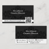 Klassische schwarze Visitenkarte mit QR-Code (Vorne/Hinten)