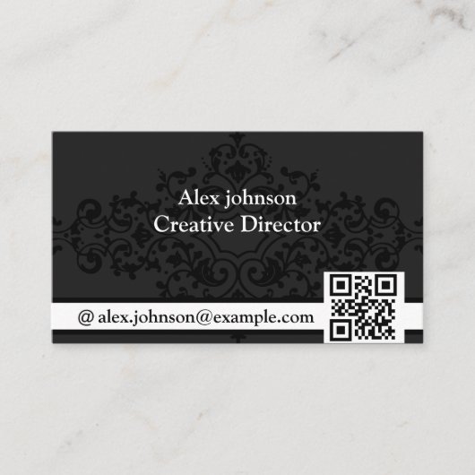 Klassische schwarze Visitenkarte mit QR-Code (Vorderseite)