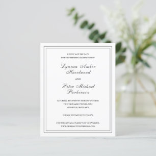 Klassische schwarze weiße Budget-Hochzeit Termin v