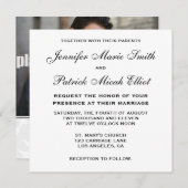 Klassische schwarze/weiße/silberne Foto-Hochzeit Einladung (Vorne/Hinten)