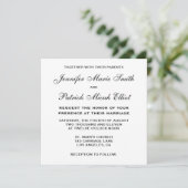 Klassische schwarze/weiße/silberne Foto-Hochzeit Einladung (Stehend Vorderseite)